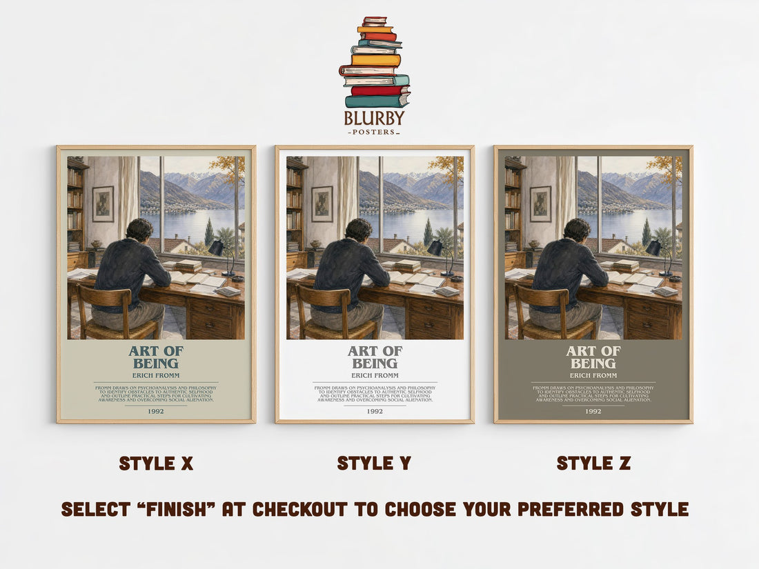 Art of Being bookish print in frame leaning in hallway – philosophy wall art (mockup)