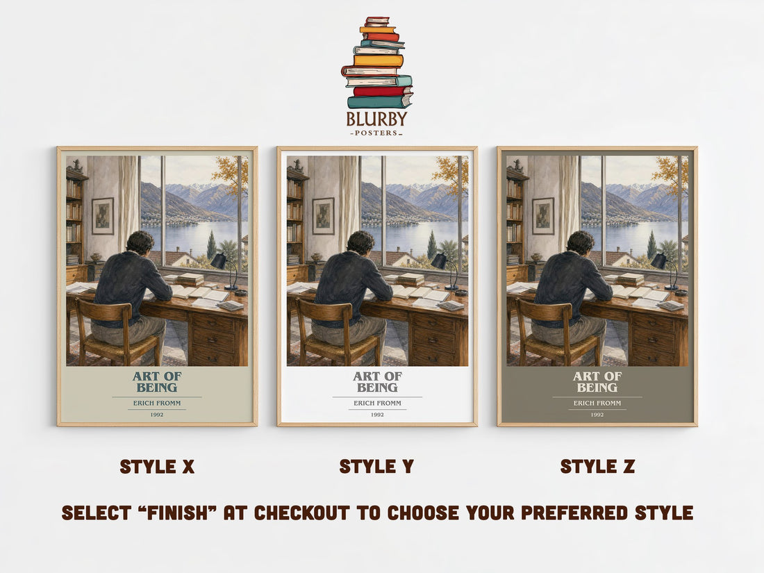 Art of Being book cover print in frame leaning in hallway – philosophy wall art (mockup)
