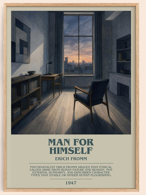 Man for Himself bookish book poster by Erich Fromm – framed literary art print