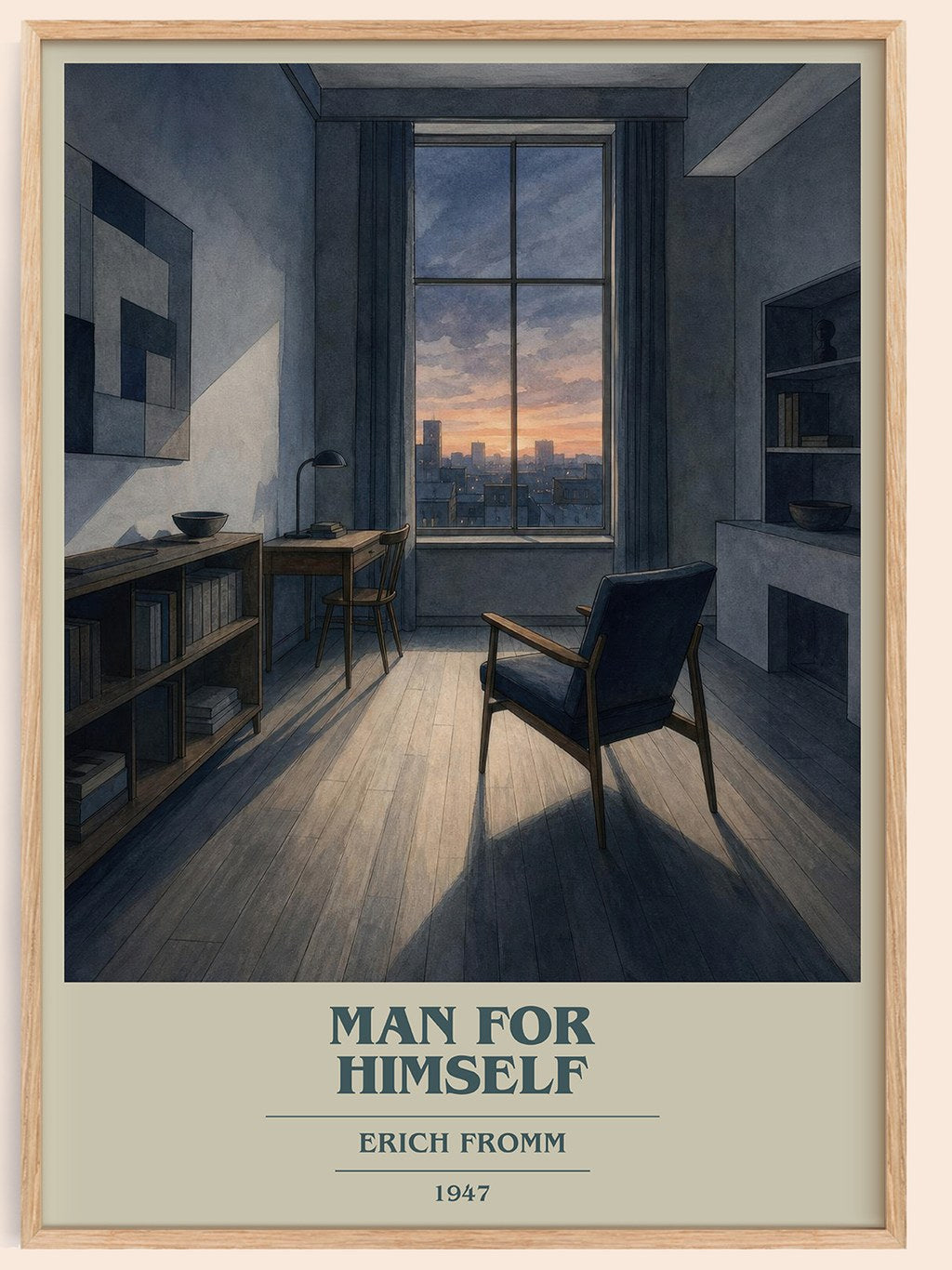 Man for Himself book cover book poster by Erich Fromm – framed literary art print