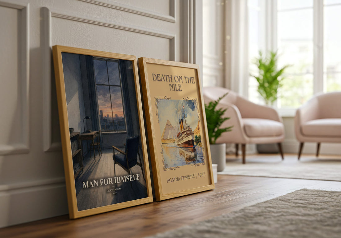Man for Himself watercolour print framed by window – literary home decor