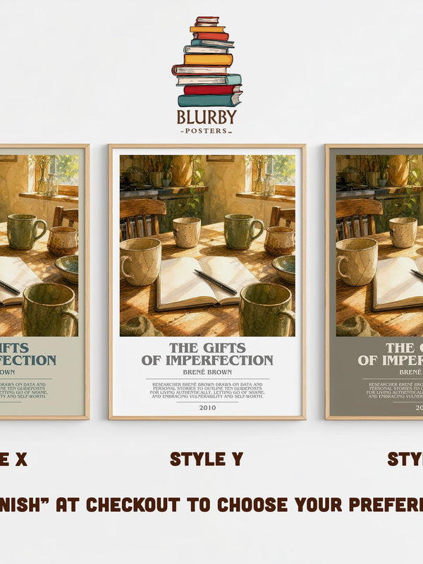The Gifts of Imperfection bookish print in frame leaning in hallway – non fiction wall art