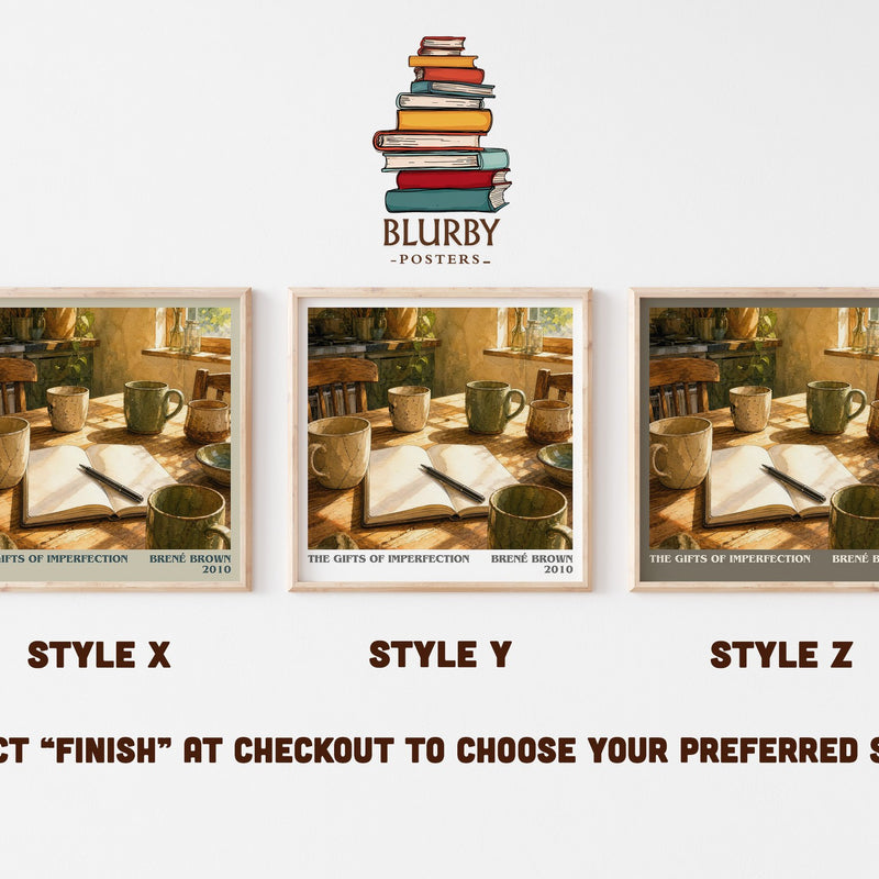 The Gifts of Imperfection literary print in frame leaning in hallway – non fiction wall art