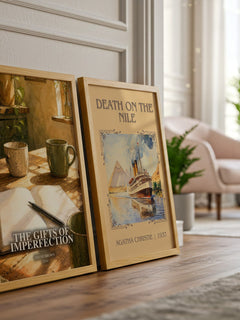 The Gifts of Imperfection watercolour print framed by window – literary home decor
