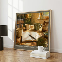 The Gifts of Imperfection literary print framed by window – literary home decor