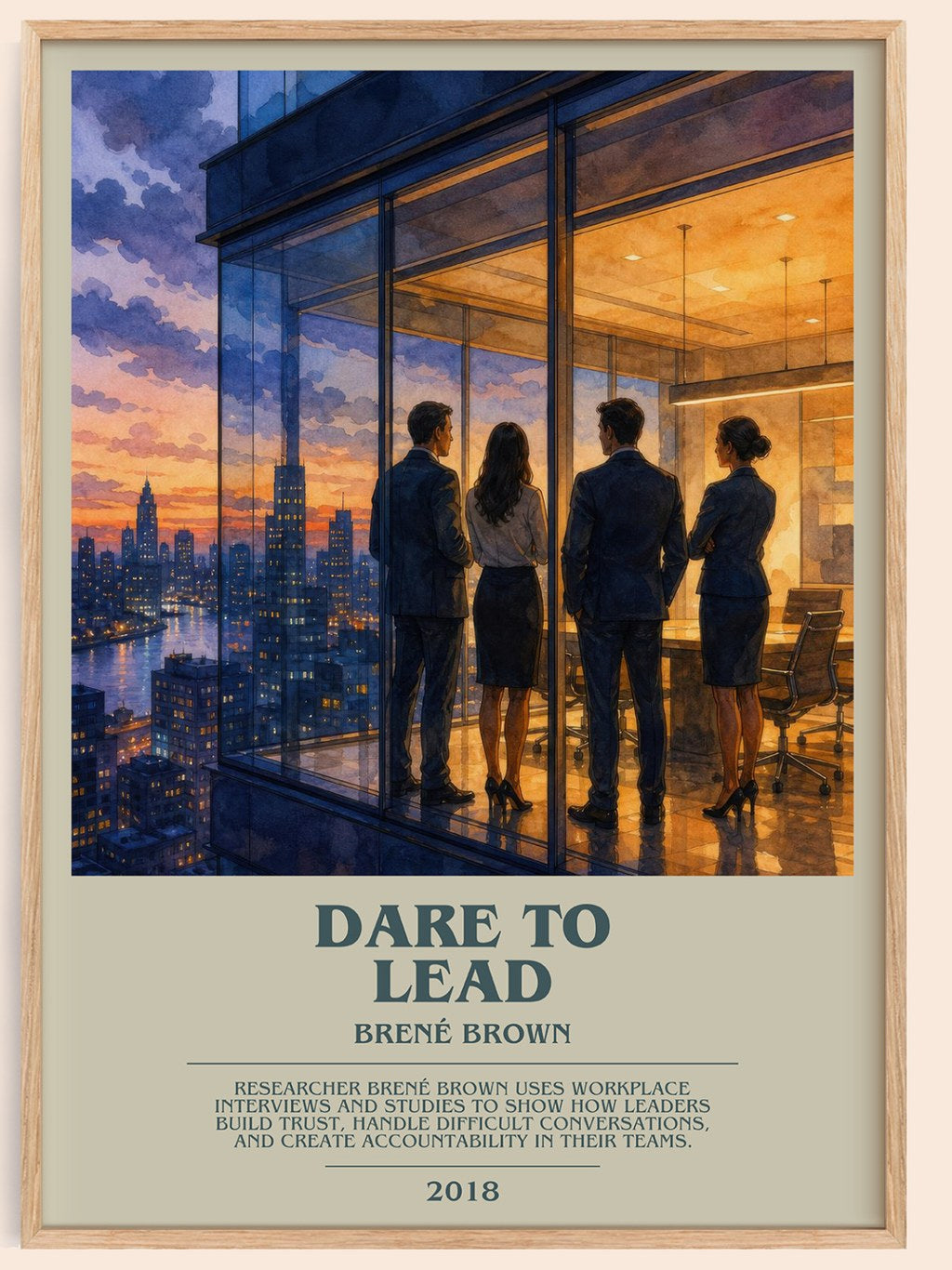 Dare to lead bookish book poster by Brené Brown – framed literary art print