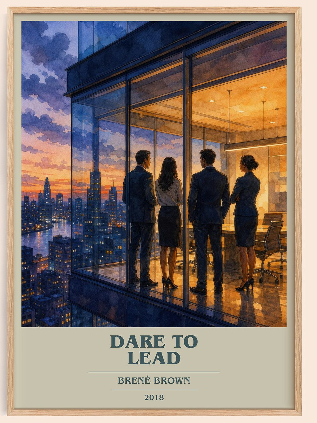 Dare to lead book cover book poster by Brené Brown – framed literary art print