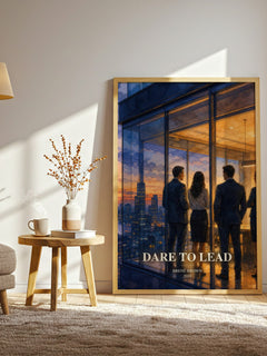 Dare to lead watercolour print in frame leaning in hallway – non fiction wall art