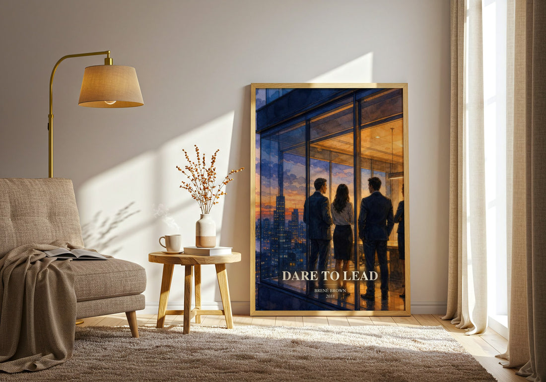 Dare to lead watercolour print in frame leaning in hallway – non fiction wall art
