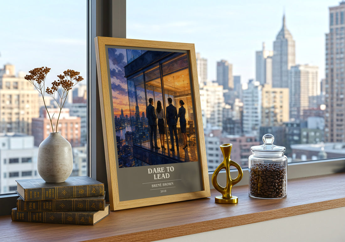 Dare to lead book cover print framed by window – literary home decor