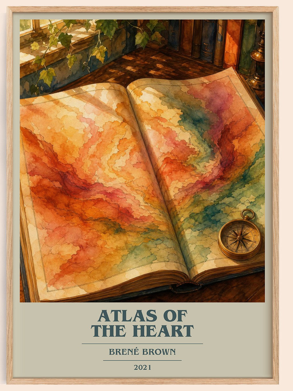 Atlas of the Heart book cover book poster by Brené Brown – framed literary art print