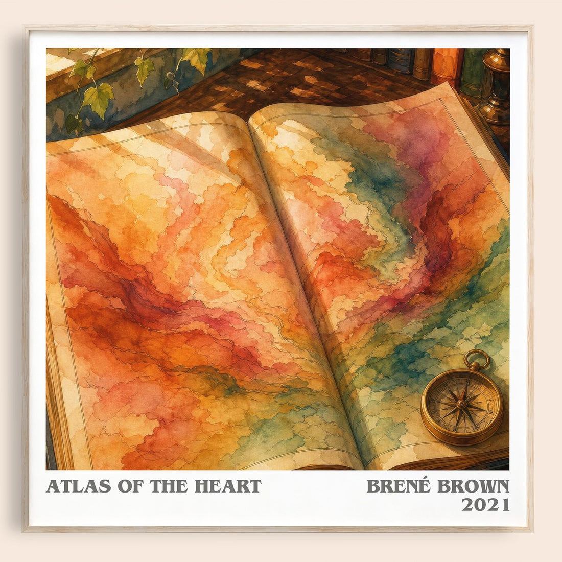 Atlas of the Heart literary book poster by Brené Brown – framed literary art print