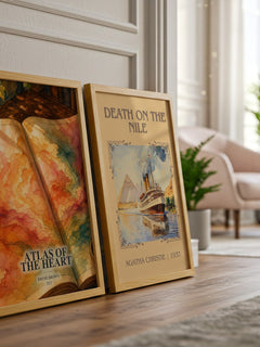 Atlas of the Heart watercolour print framed by window – literary home decor