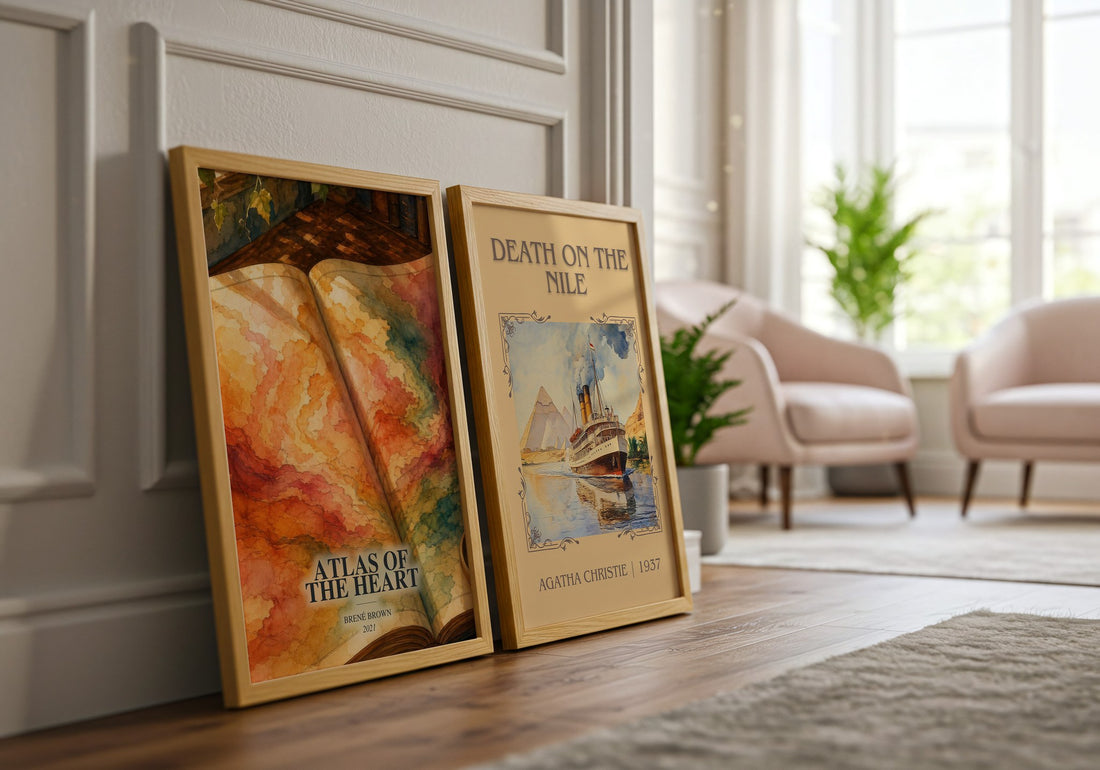 Atlas of the Heart watercolour print framed by window – literary home decor
