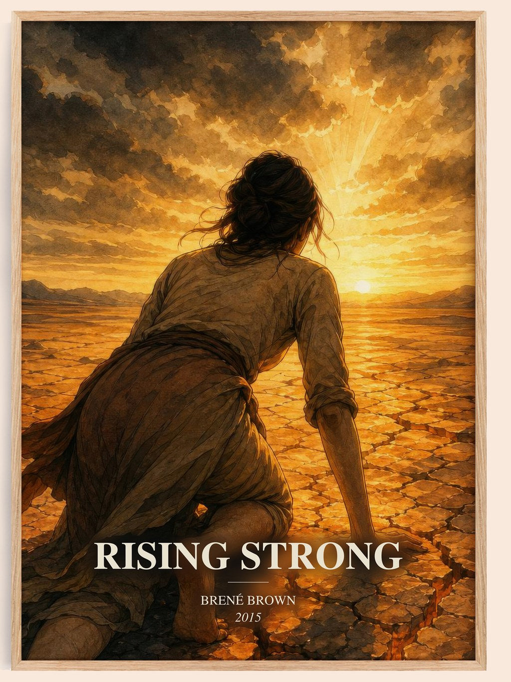 Rising strong watercolour book poster by Brené Brown – framed literary art print