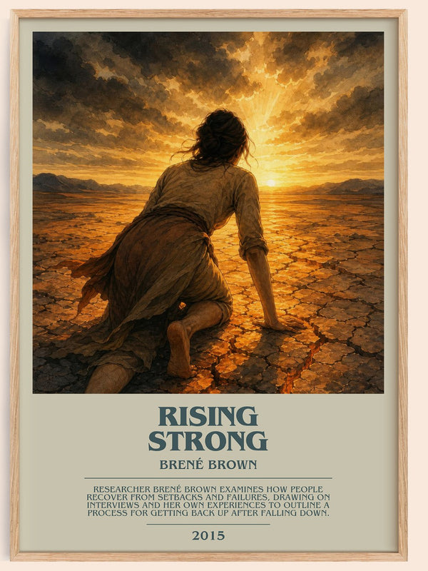 Rising strong bookish book poster by Brené Brown – framed literary art print