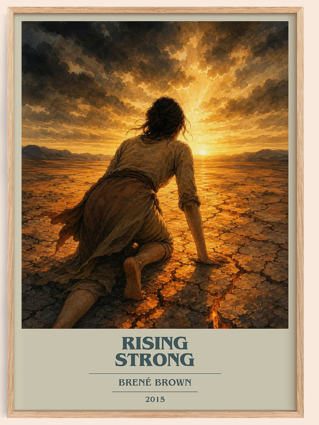 Rising strong book cover book poster by Brené Brown – framed literary art print