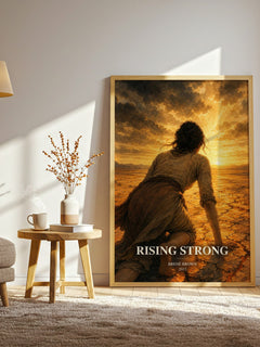 Rising strong watercolour print in frame leaning in hallway – non fiction wall art