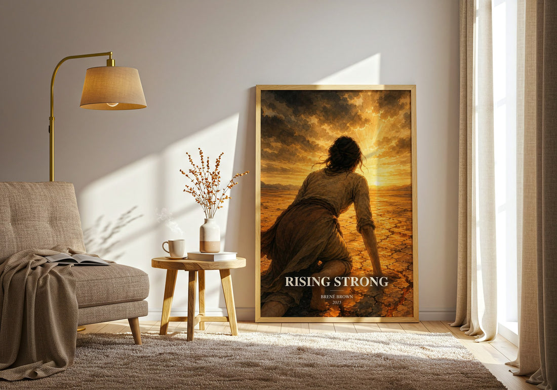 Rising strong watercolour print in frame leaning in hallway – non fiction wall art