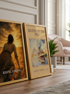 Rising strong watercolour print framed by window – literary home decor