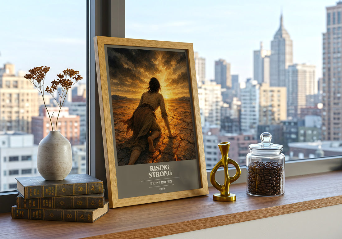 Rising strong book cover print framed by window – literary home decor