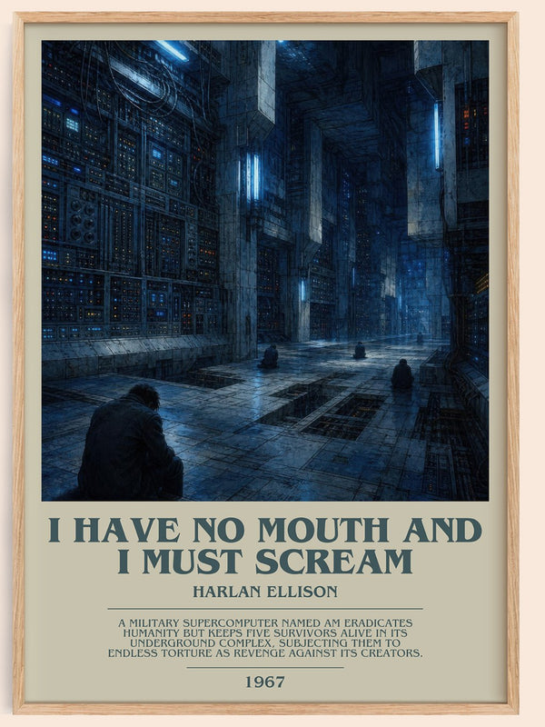 I Have No Mouth and I Must Scream bookish book poster by Harlan Ellison – framed literary art print