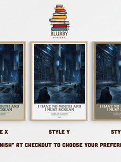 I Have No Mouth and I Must Scream book cover print in frame leaning in hallway – sci fi wall art