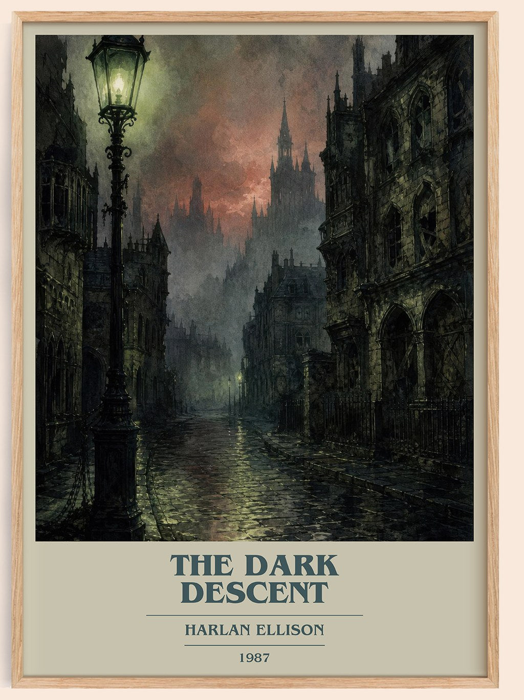 The Dark Descent book cover book poster by Harlan Ellison – framed literary art print