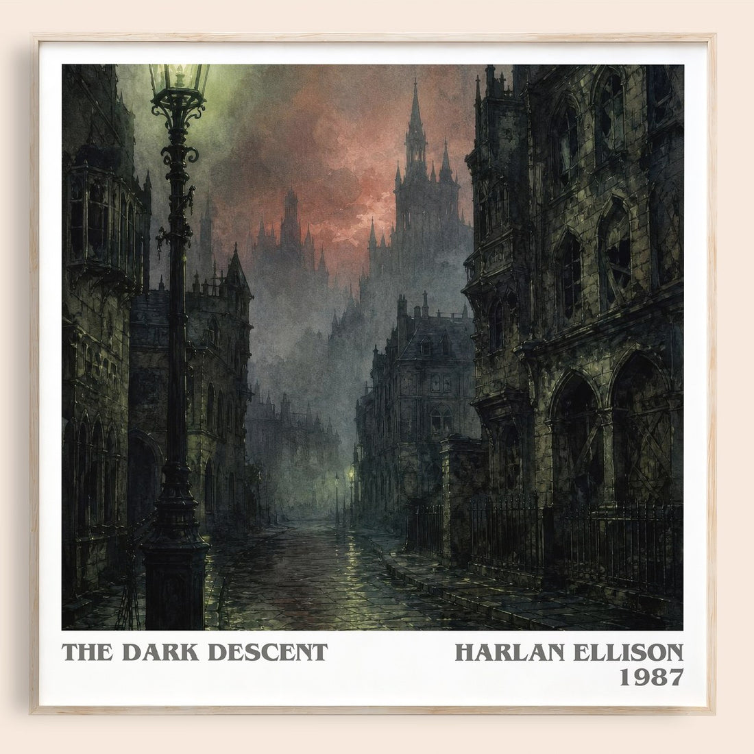 The Dark Descent literary book poster by Harlan Ellison – framed literary art print