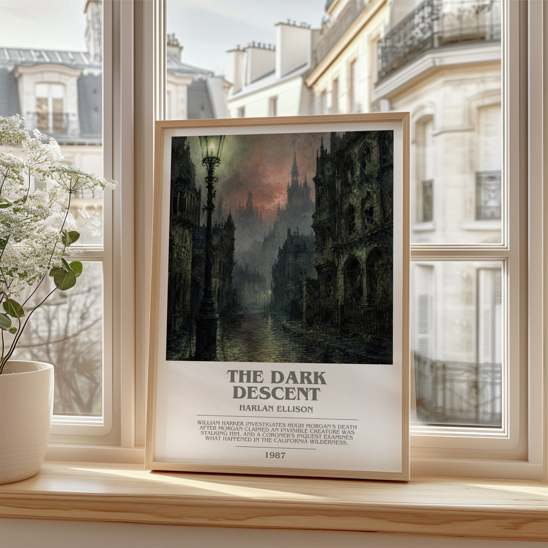 The Dark Descent bookish poster colour and style options – Harlan Ellison book art