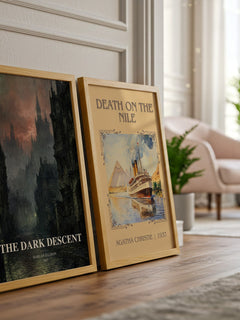 The Dark Descent watercolour print framed by window – literary home decor