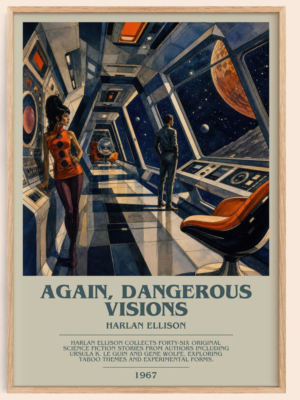 Again, Dangerous Visions bookish book poster by Harlan Ellison – framed literary art print