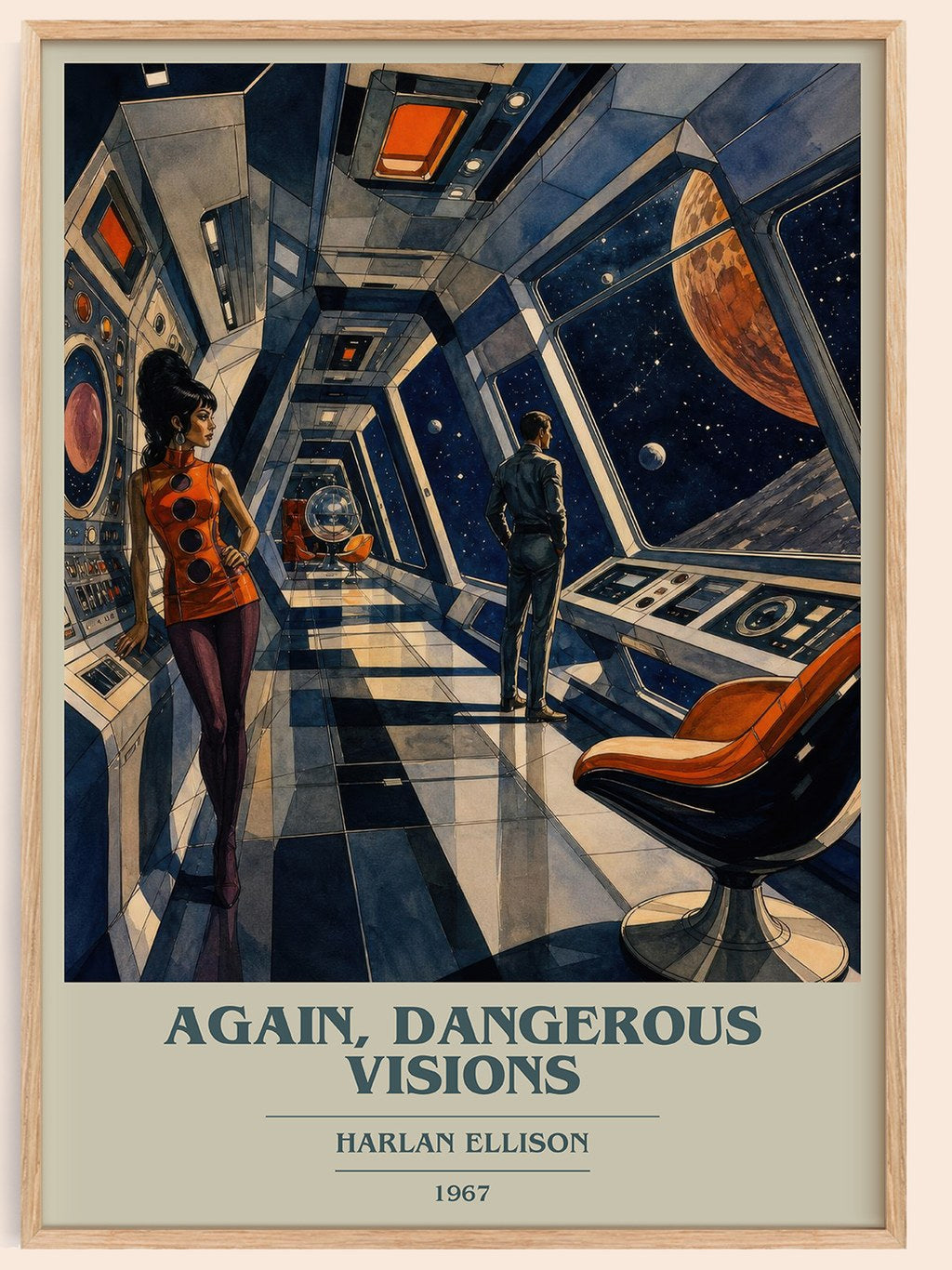Again, Dangerous Visions book cover book poster by Harlan Ellison – framed literary art print