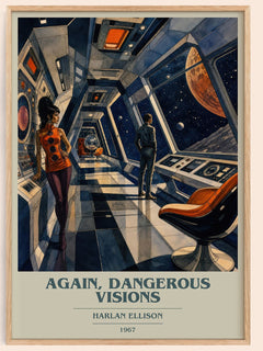 Again, Dangerous Visions book cover book poster by Harlan Ellison – framed literary art print