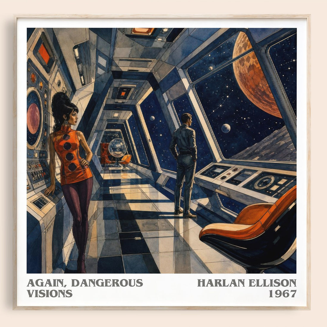 Again, Dangerous Visions literary book poster by Harlan Ellison – framed literary art print