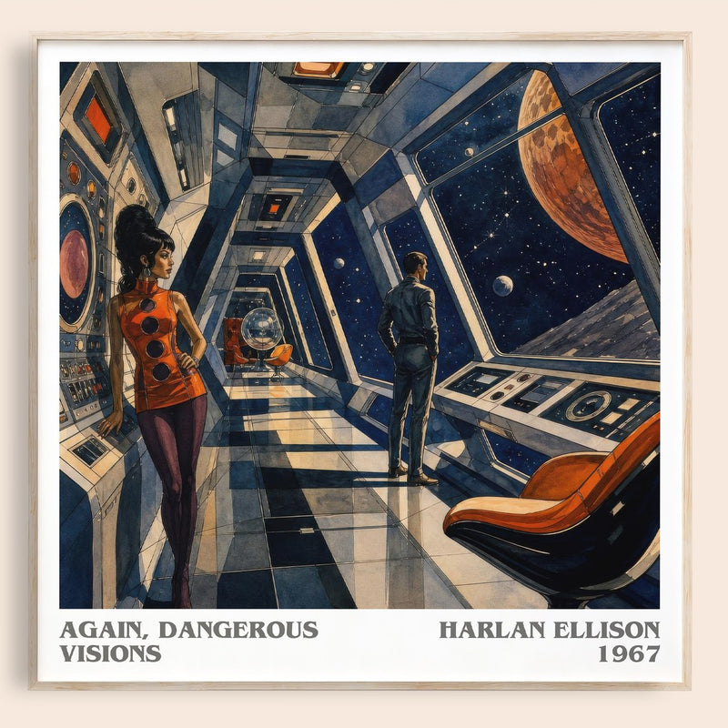 Again, Dangerous Visions literary book poster by Harlan Ellison – framed literary art print