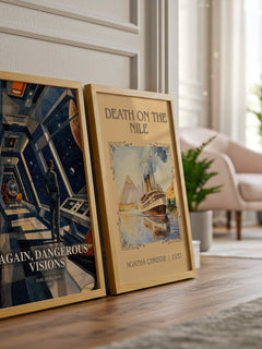Again, Dangerous Visions watercolour print framed by window – literary home decor