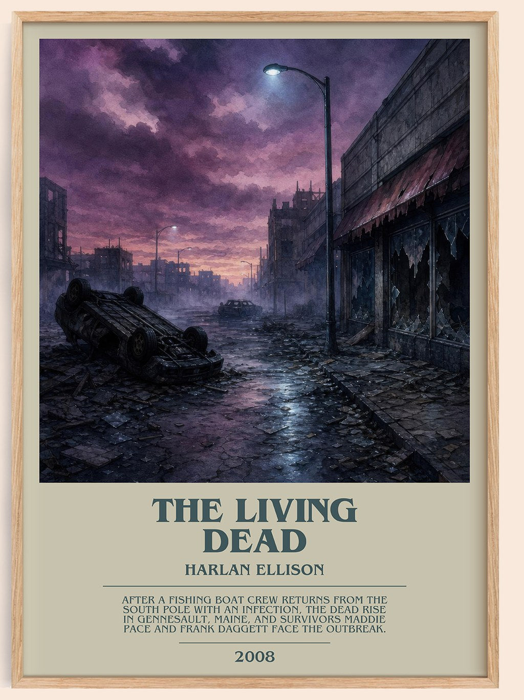 The Living Dead bookish book poster by Harlan Ellison – framed literary art print