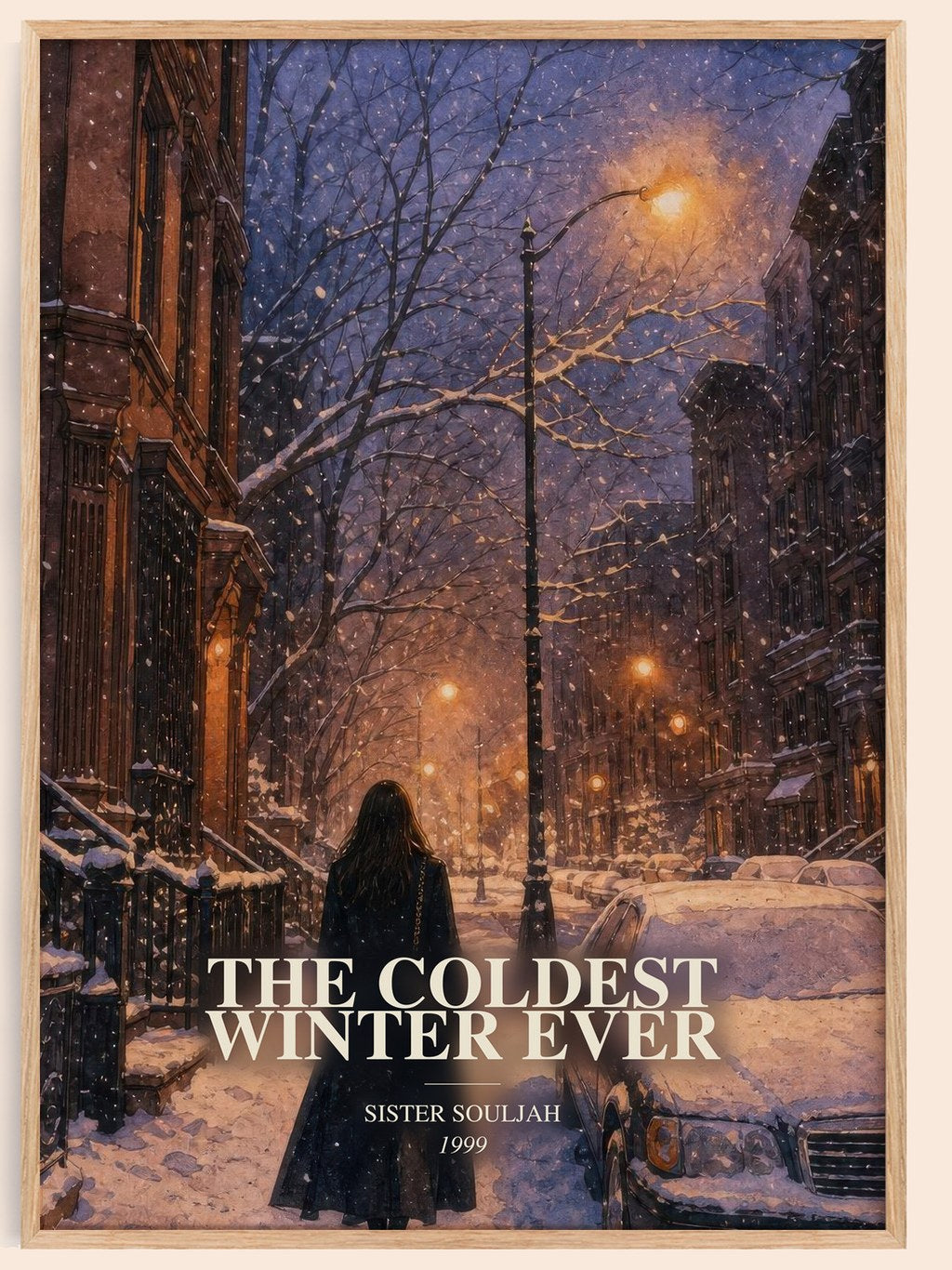 The coldest winter ever watercolour book poster by Sister Souljah – framed literary art print