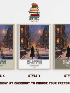 The coldest winter ever book cover print in frame leaning in hallway – contemporary fiction wall art