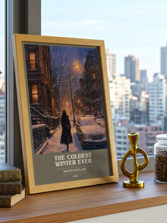 The coldest winter ever book cover print framed by window – literary home decor