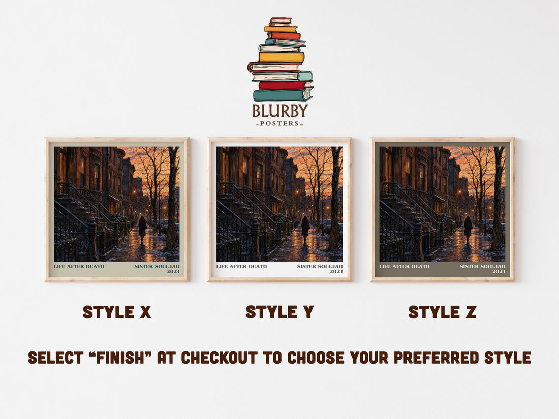 Life After Death literary print in frame leaning in hallway – contemporary fiction wall art (mockup)