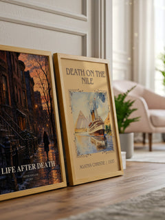 Life After Death watercolour print framed by window – literary home decor