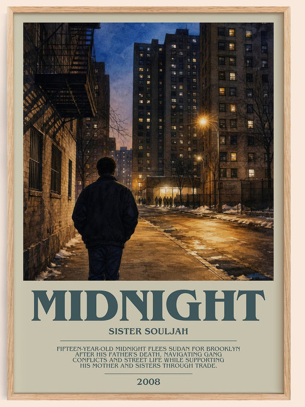 Midnight bookish book poster by Sister Souljah – framed literary art print