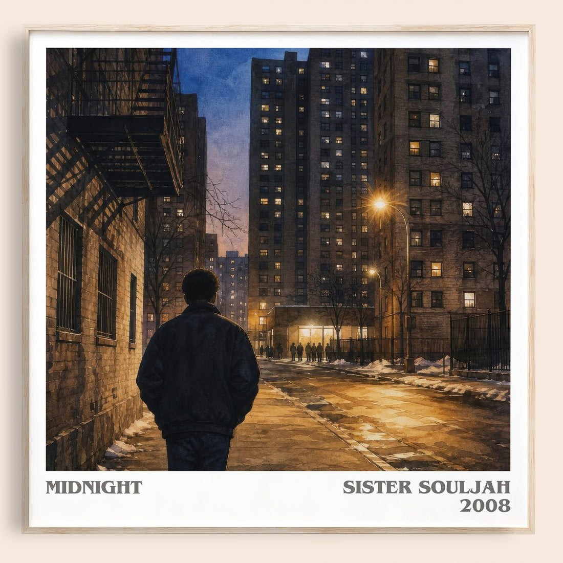 Midnight literary book poster by Sister Souljah – framed literary art print