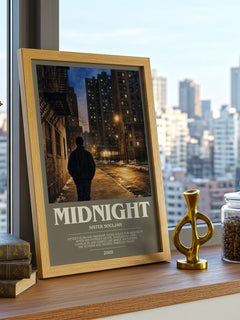 Midnight bookish print framed by window – literary home decor