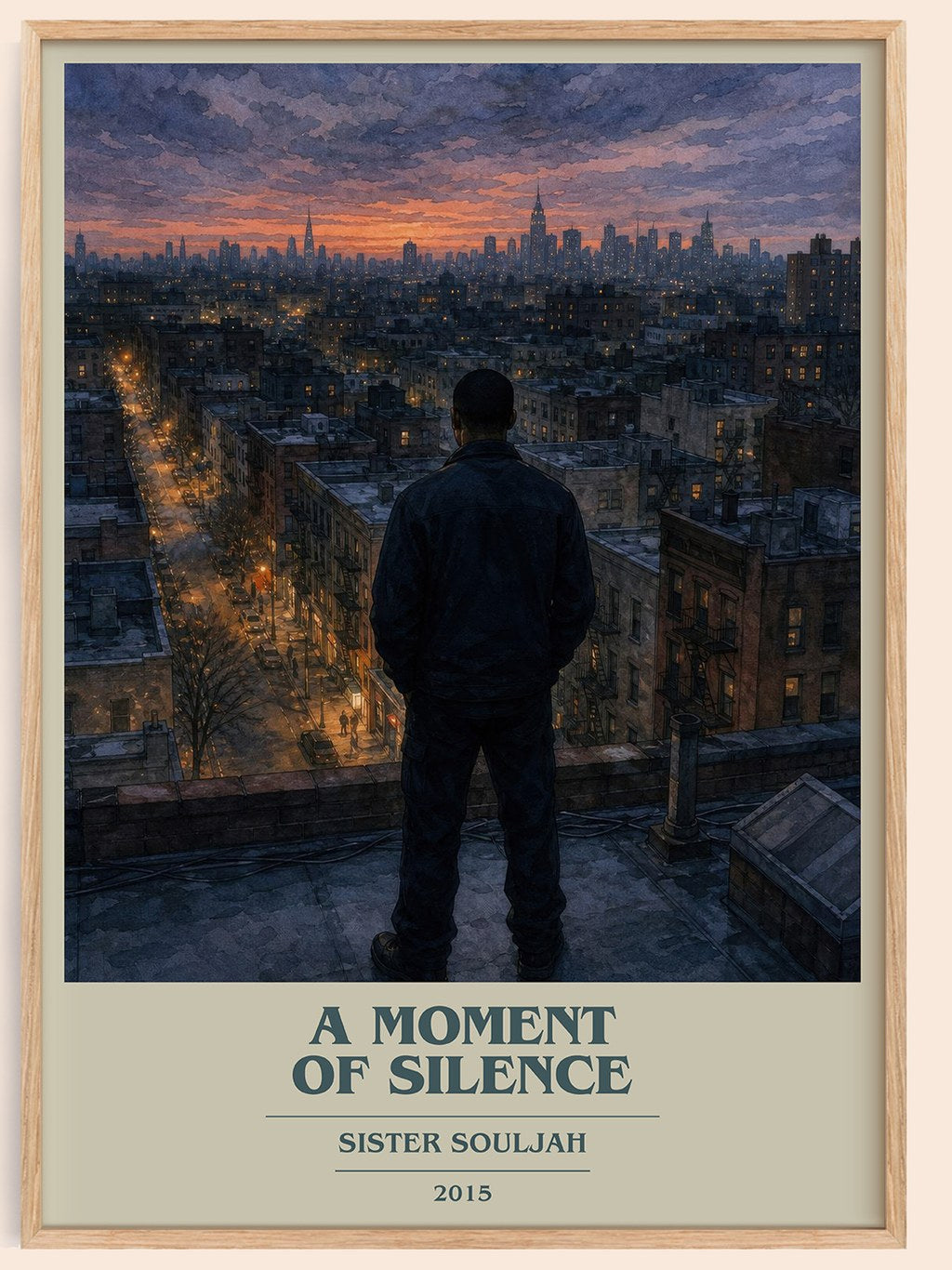 A moment of silence book cover book poster by Sister Souljah – framed literary art print