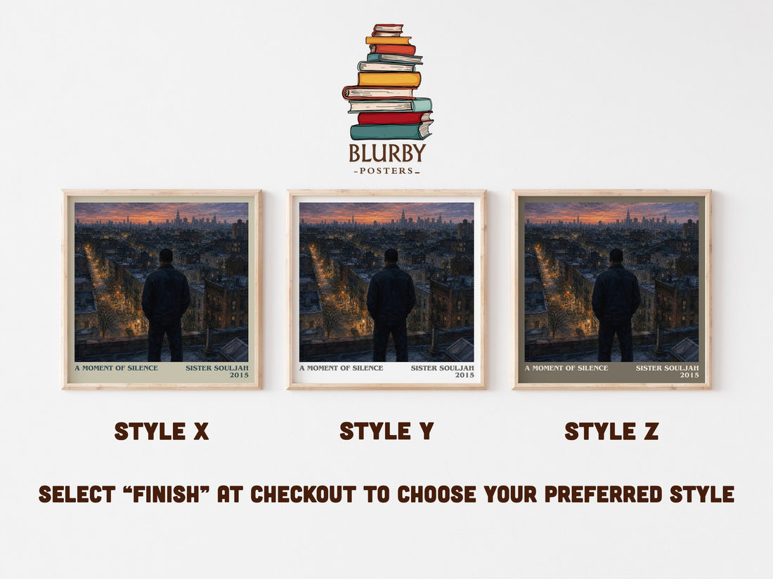 A moment of silence literary print in frame leaning in hallway – contemporary fiction wall art (mockup)