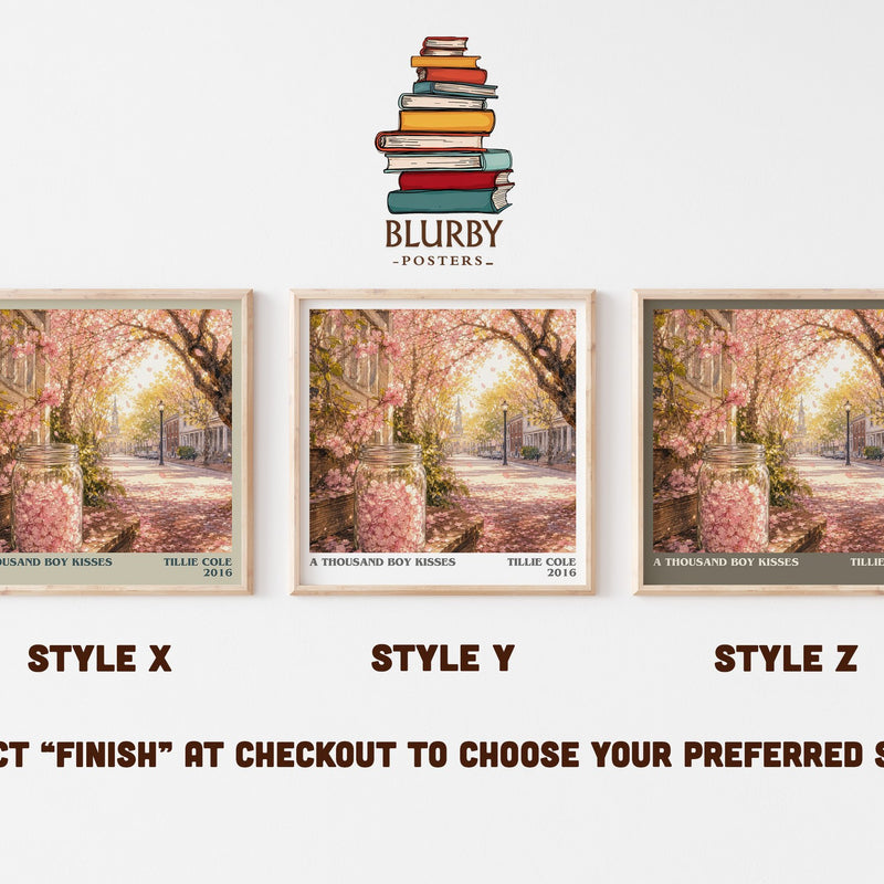 A Thousand Boy Kisses literary print in frame leaning in hallway – contemporary fiction wall art