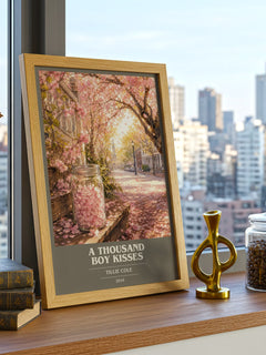 A Thousand Boy Kisses book cover print framed by window – literary home decor